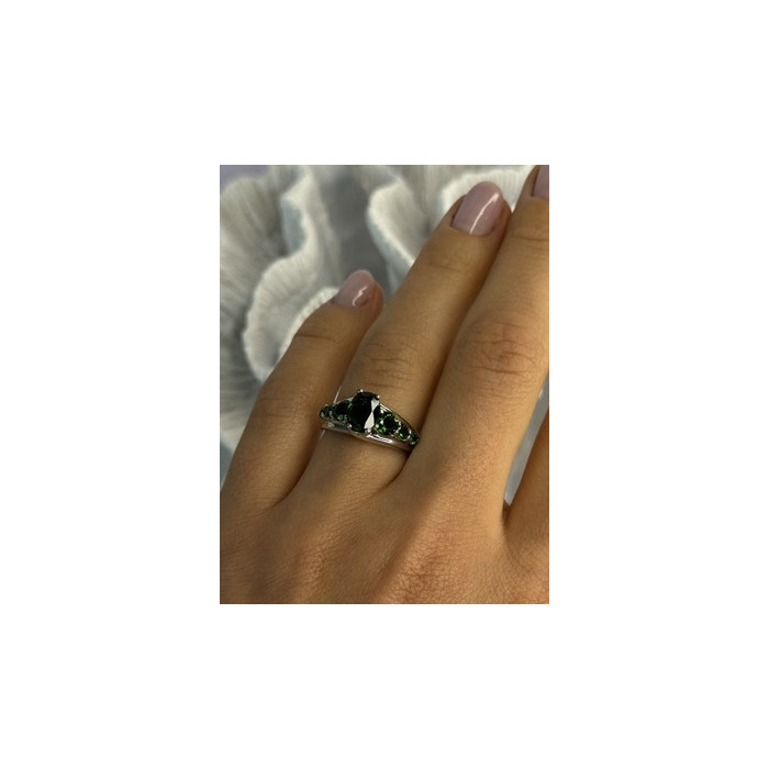 Classy 925 Sterling Silver Emerald Ring Size 7