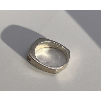 925 Sterling Silver Inlaid Rainbow Gemstone Ring Size 8