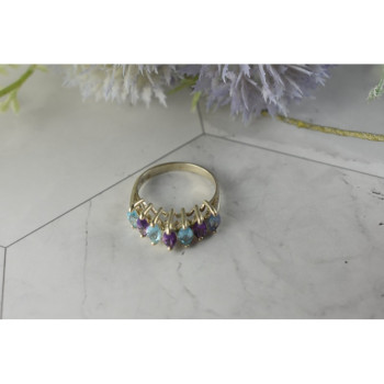 925 Sterling Silver Purple Tourmaline, Topaz & Tanzanite Ring Size 8