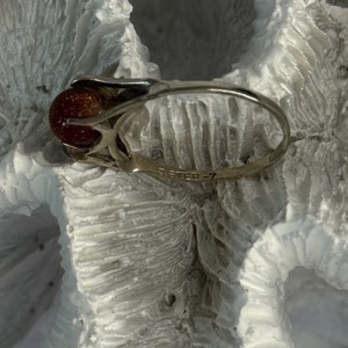 925 Sterling Silver Goldstone Ring Size 7