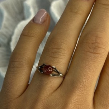 925 Sterling Silver Goldstone Ring Size 7