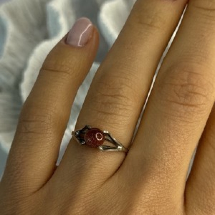 925 Sterling Silver Goldstone Ring Size 7