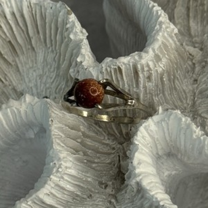 925 Sterling Silver Goldstone Ring Size 7