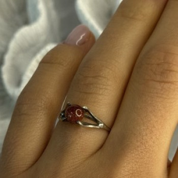 925 Sterling Silver Goldstone Ring Size 7