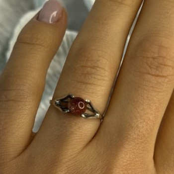 925 Sterling Silver Goldstone Ring Size 7