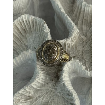 925 Sterling Silver Gold Plated Part Diamond Ring Size 6