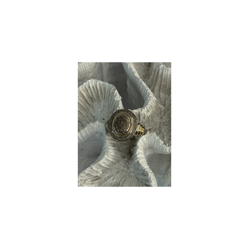 925 Sterling Silver Gold Plated Part Diamond Ring Size 6