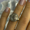 925 Sterling Silver Gold Plated Part Diamond Ring Size 6