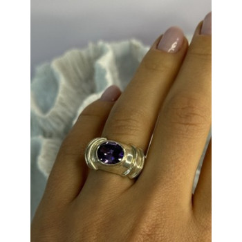925 Sterling Silver Amethyst Ring Size 7