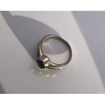 925 Sterling Silver Sapphire & Marcasite Ring Size 6.5