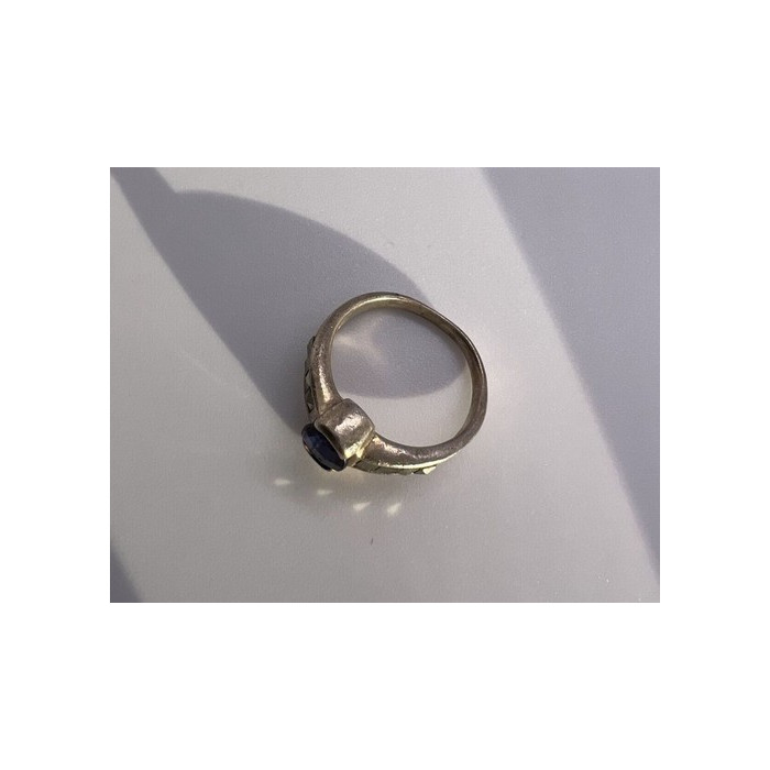 925 Sterling Silver Sapphire & Marcasite Ring Size 6.5