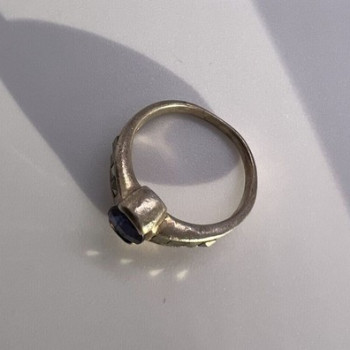 925 Sterling Silver Sapphire & Marcasite Ring Size 6.5