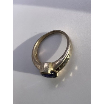 925 Sterling Silver Sapphire & Marcasite Ring Size 6.5