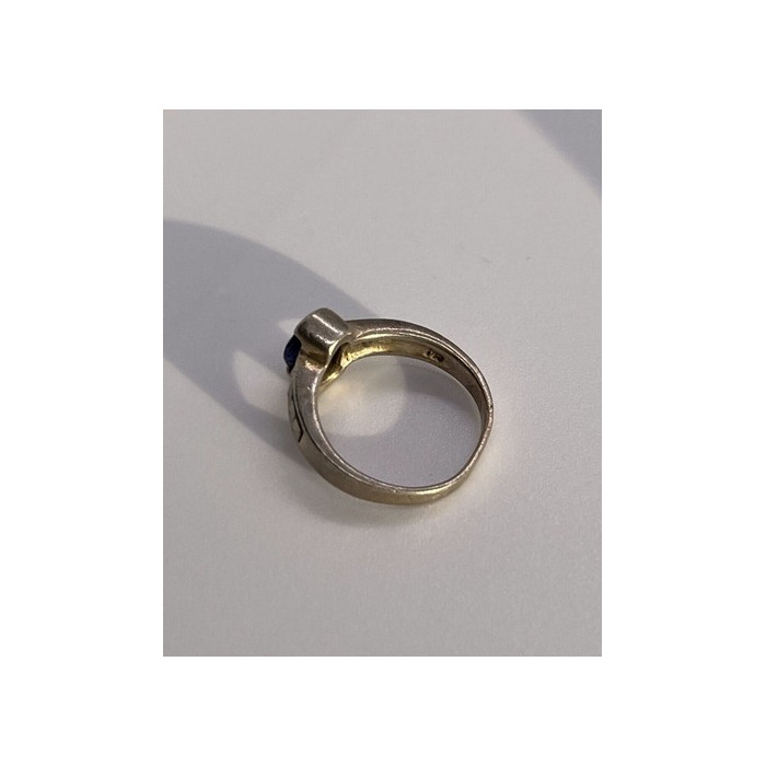 925 Sterling Silver Sapphire & Marcasite Ring Size 6.5