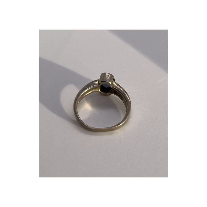 925 Sterling Silver Sapphire & Marcasite Ring Size 6.5