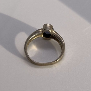 925 Sterling Silver Sapphire & Marcasite Ring Size 6.5