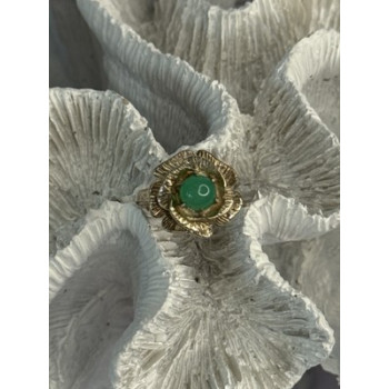 925 Sterling Silver Nephrite Flower Ring Size 6.5