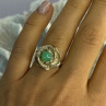 925 Sterling Silver Nephrite Flower Ring Size 6.5