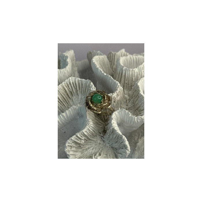 925 Sterling Silver Nephrite Flower Ring Size 6.5