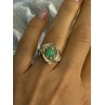 925 Sterling Silver Nephrite Flower Ring Size 6.5