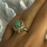 925 Sterling Silver Nephrite Flower Ring Size 6.5