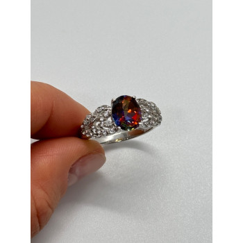 925 Sterling Silver Mystic Topaz & Goshenite Ring Size 9