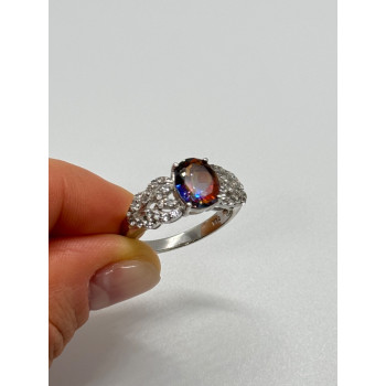 925 Sterling Silver Mystic Topaz & Goshenite Ring Size 9