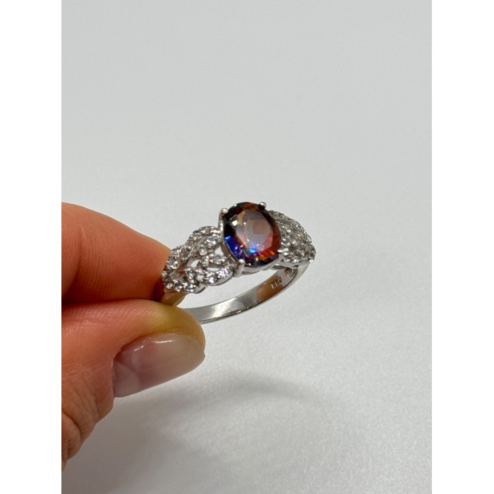 925 Sterling Silver Mystic Topaz & Goshenite Ring Size 9