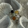 925 Sterling Silver 6 Colors Of Jade Flower Ring Size 8, 9
