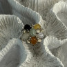 925 Sterling Silver 6 Colors Of Jade Flower Ring Size 8, 9