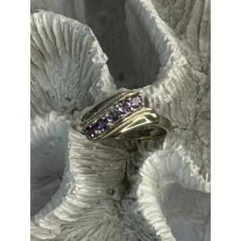 Elegant 925 Sterling Silver Amethyst Ring Size 9.5