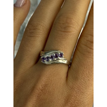 Elegant 925 Sterling Silver Amethyst Ring Size 9.5