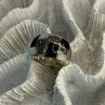 925 Sterling Silver Onyx Abalone Marcasite Ring Size 8