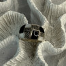 925 Sterling Silver Onyx Abalone Marcasite Ring Size 8