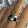 925 Sterling Silver Onyx Abalone Marcasite Ring Size 8