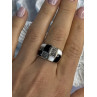 925 Sterling Silver Onyx Abalone Marcasite Ring Size 8