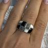 925 Sterling Silver Onyx Abalone Marcasite Ring Size 8