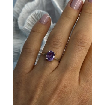 925 Sterling Silver Amethyst Ring Size 6.5