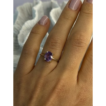 925 Sterling Silver Amethyst Ring Size 6.5