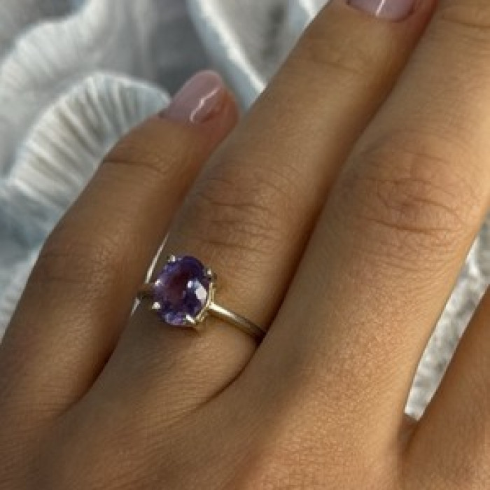 925 Sterling Silver Amethyst Ring Size 6.5
