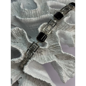 Vintage 925 Sterling Silver Onyx Bracelet Length 7 Inch