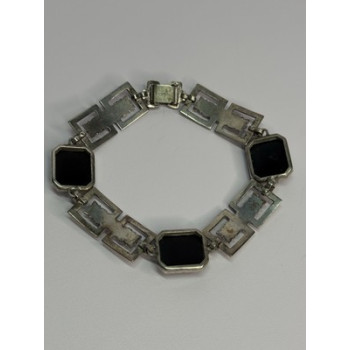 Vintage 925 Sterling Silver Onyx Bracelet Length 7 Inch