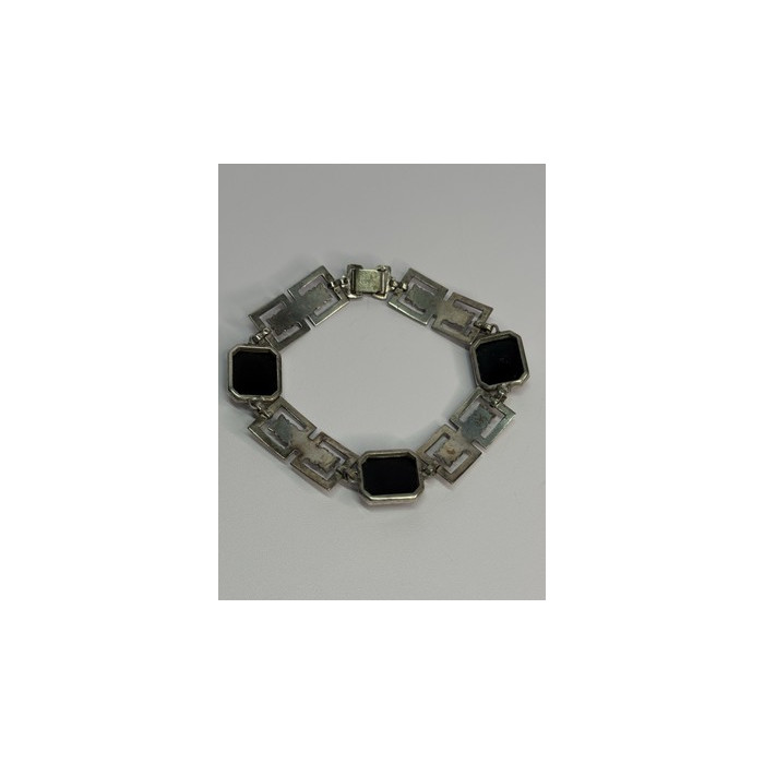 Vintage 925 Sterling Silver Onyx Bracelet Length 7 Inch