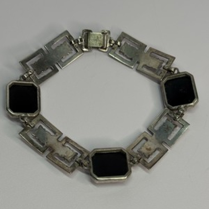 Vintage 925 Sterling Silver Onyx Bracelet Length 7 Inch