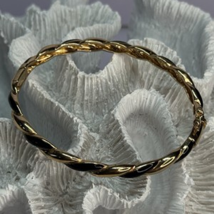 Bangle 925 Sterling Silver Gold Plated Onyx Bracelet