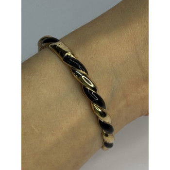 Bangle 925 Sterling Silver Gold Plated Onyx Bracelet