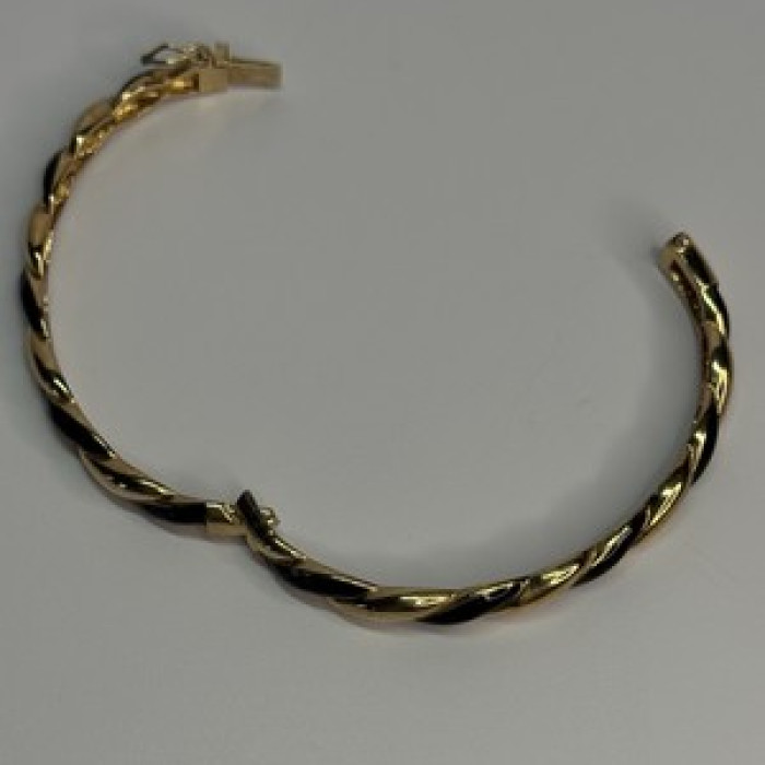 Bangle 925 Sterling Silver Gold Plated Onyx Bracelet