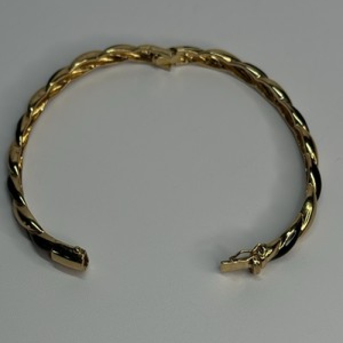 Bangle 925 Sterling Silver Gold Plated Onyx Bracelet