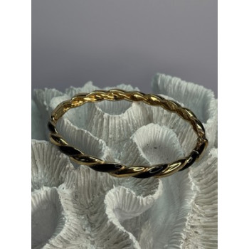 Bangle 925 Sterling Silver Gold Plated Onyx Bracelet