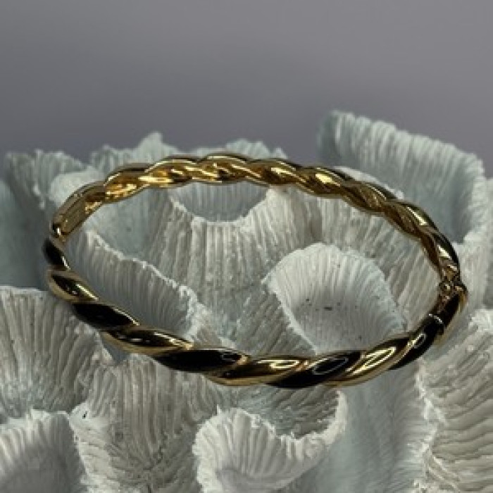 Bangle 925 Sterling Silver Gold Plated Onyx Bracelet